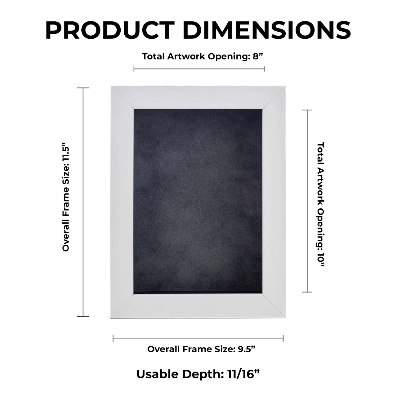 Classic White Wood Shadown Box Frame with Acrylic Front - Dark Grey Suede Backing, 30 Sizes